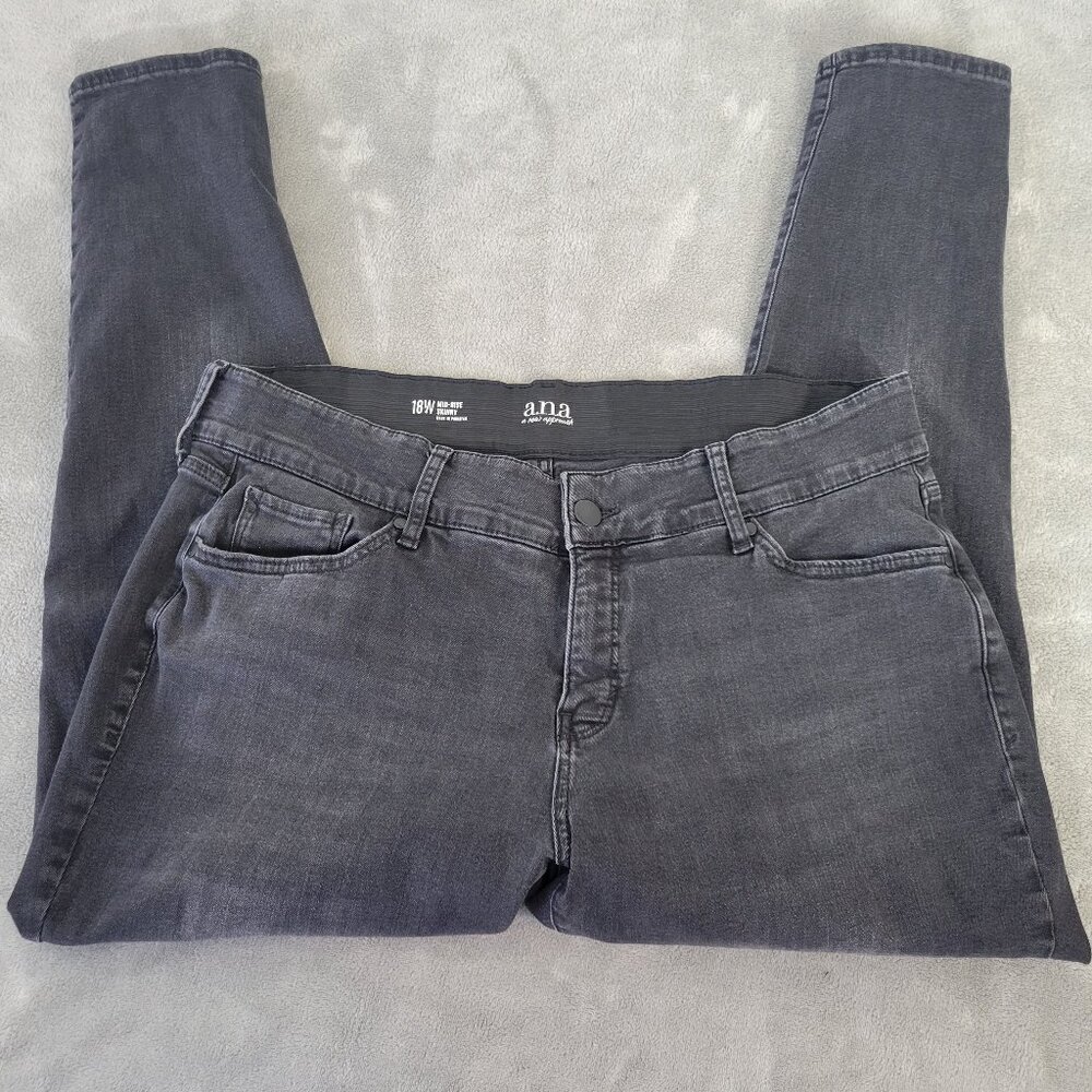 a.n.a Women's 18W Plus Skinny Jeans Black Mid-Rise Stretch Denim 18 Plus SKI4E